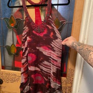 T-back beaded ruffle dress